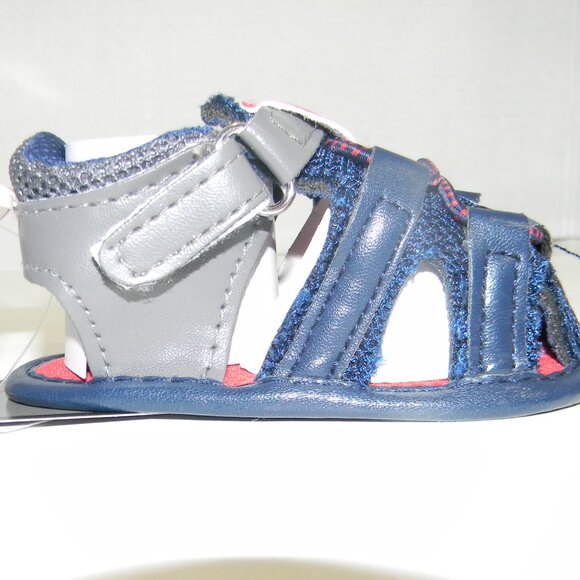 RBX Infant Close Toe Sandals Shoes Size 2 Boys Navy Blue Red NWT Crib Shoes - Picture 5 of 6